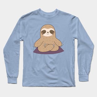 Kawaii Cute Yoga Meditating Sloth Long Sleeve T-Shirt